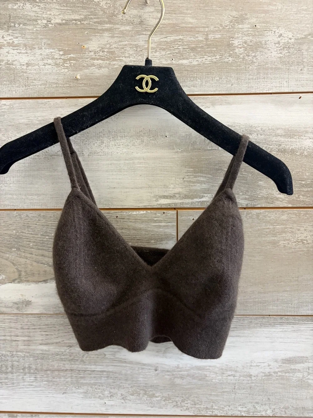Alo Yoga Cashmere Jet Set Bra in Espresso